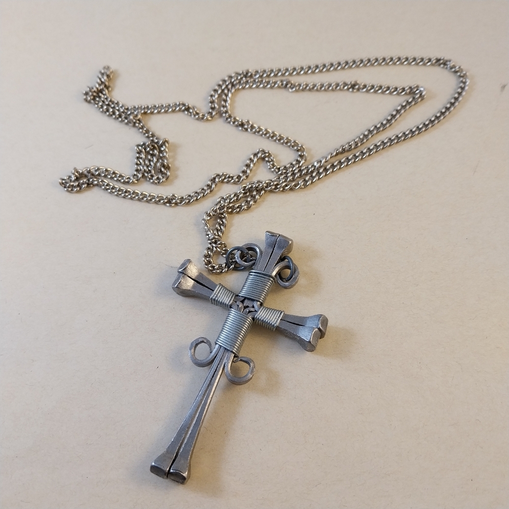 Silver Cross Pendant Necklace - Picture 8 of 9